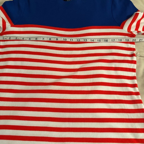 Lauren Ralph Lauren Womens Size 1X XL Red White Blue Stripe Boat Neck Top Preppy - Picture 9 of 10
